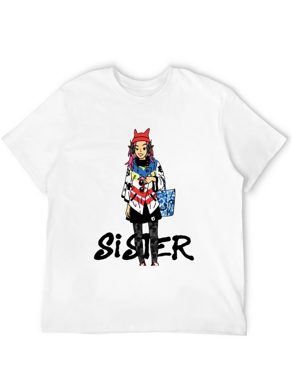 Anime Character Black T-Shirt - Sister Design