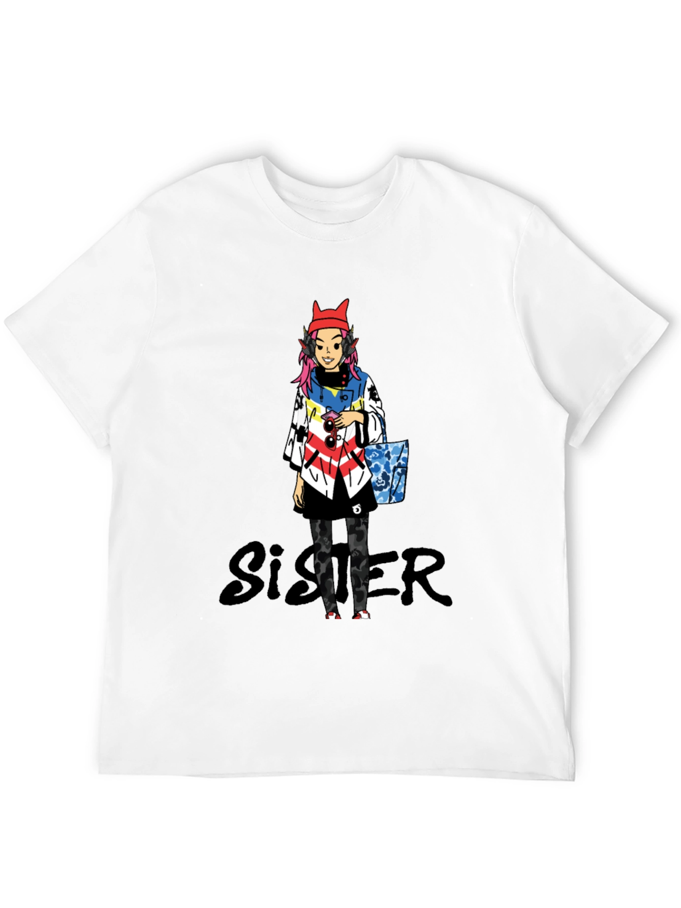 Anime Character Black T-Shirt - Sister Design