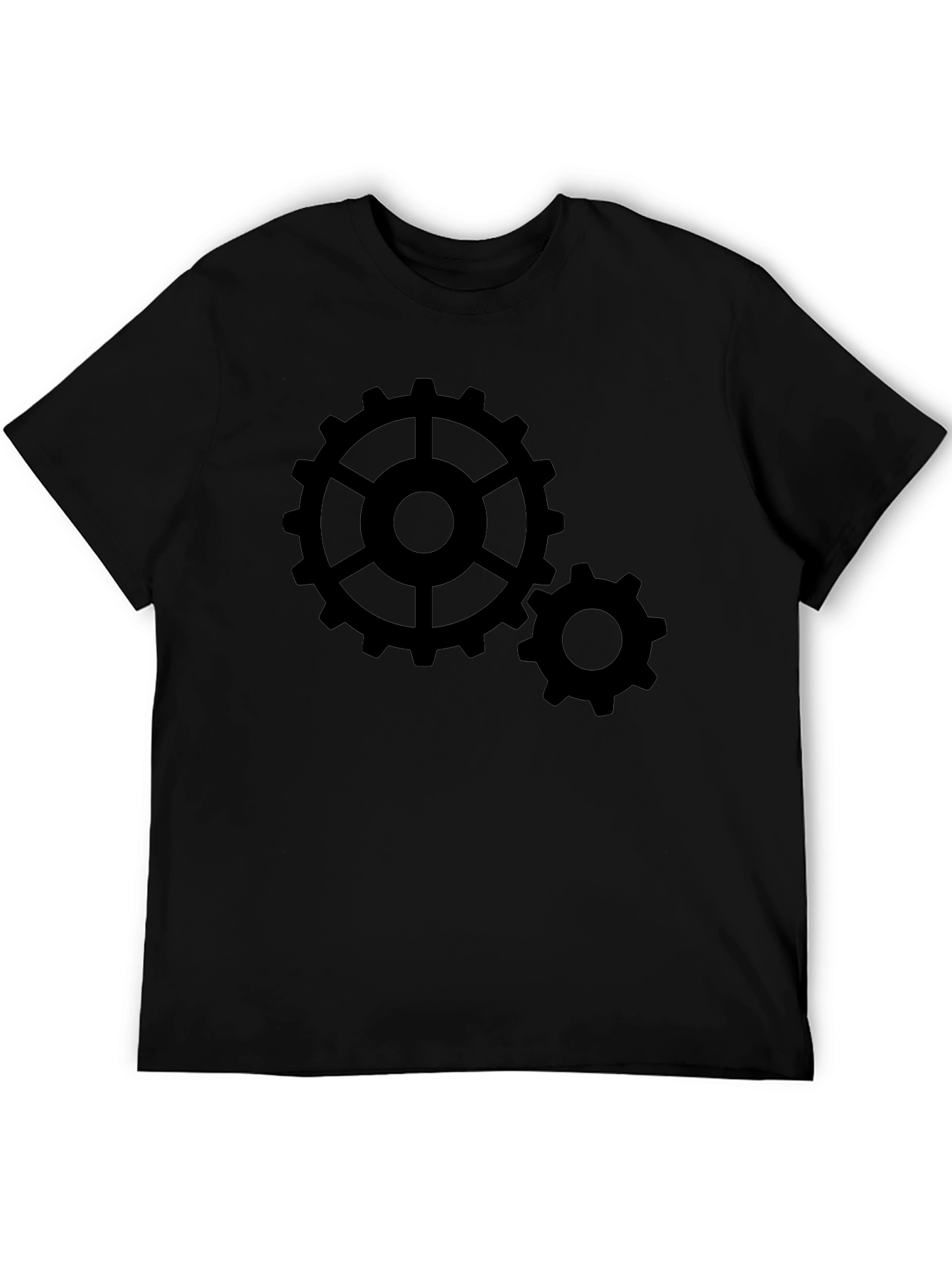 Cogwheel Graphic Print Black T-Shirt