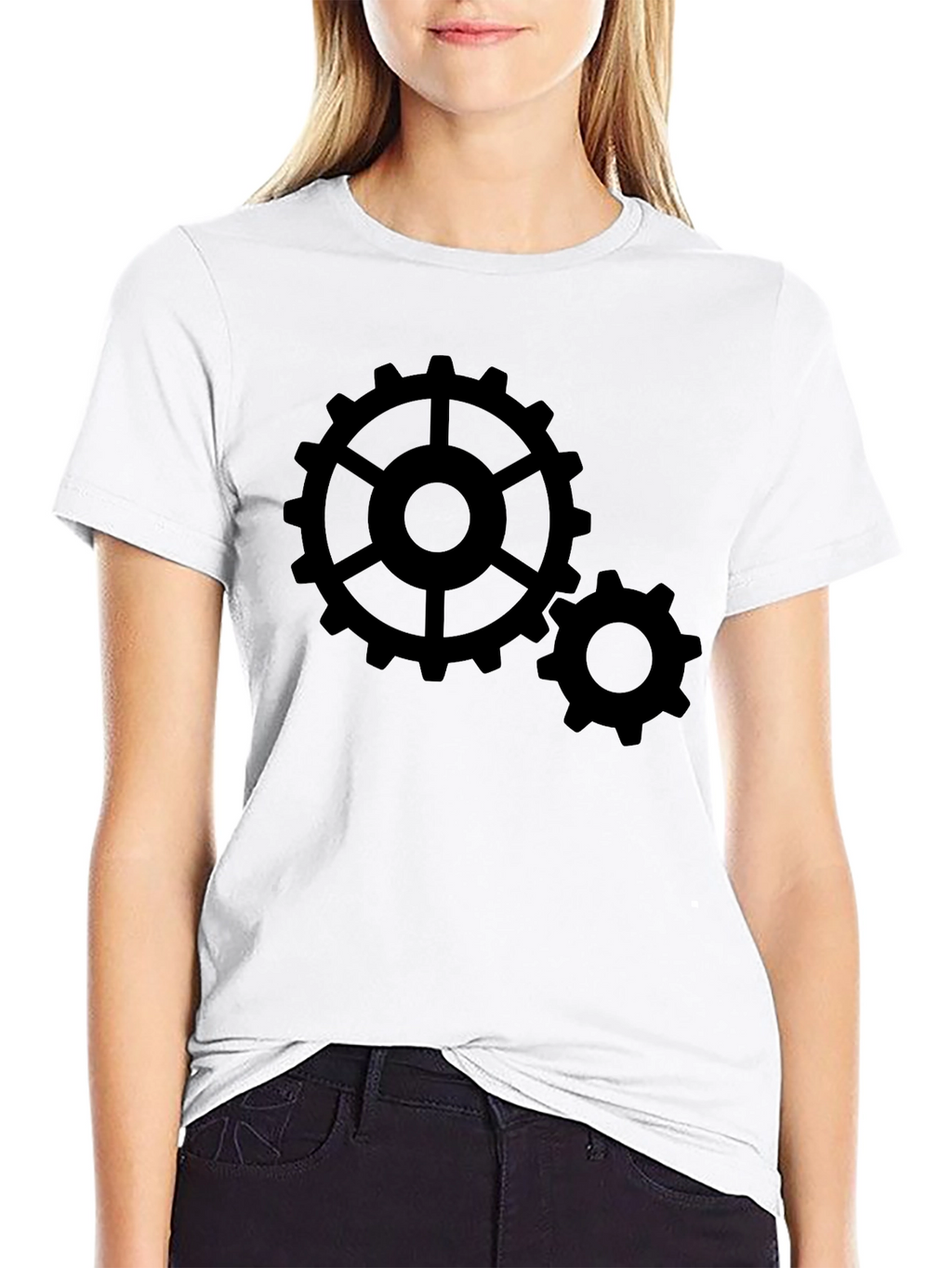Cogwheel Graphic Print Black T-Shirt