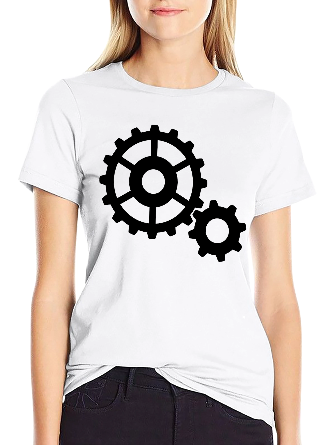 Cogwheel Graphic Print Black T-Shirt