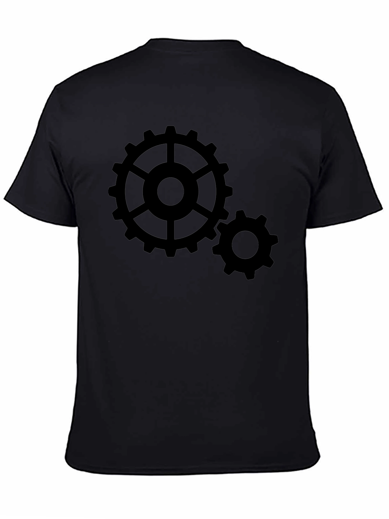 Cogwheel Graphic Print Black T-Shirt