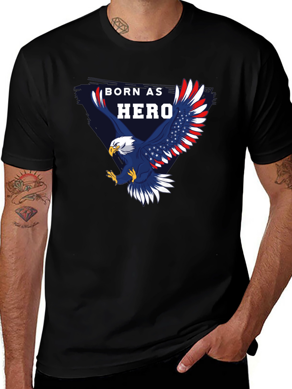 Born Hero Eagle Patriotic Graphic T-Shirt