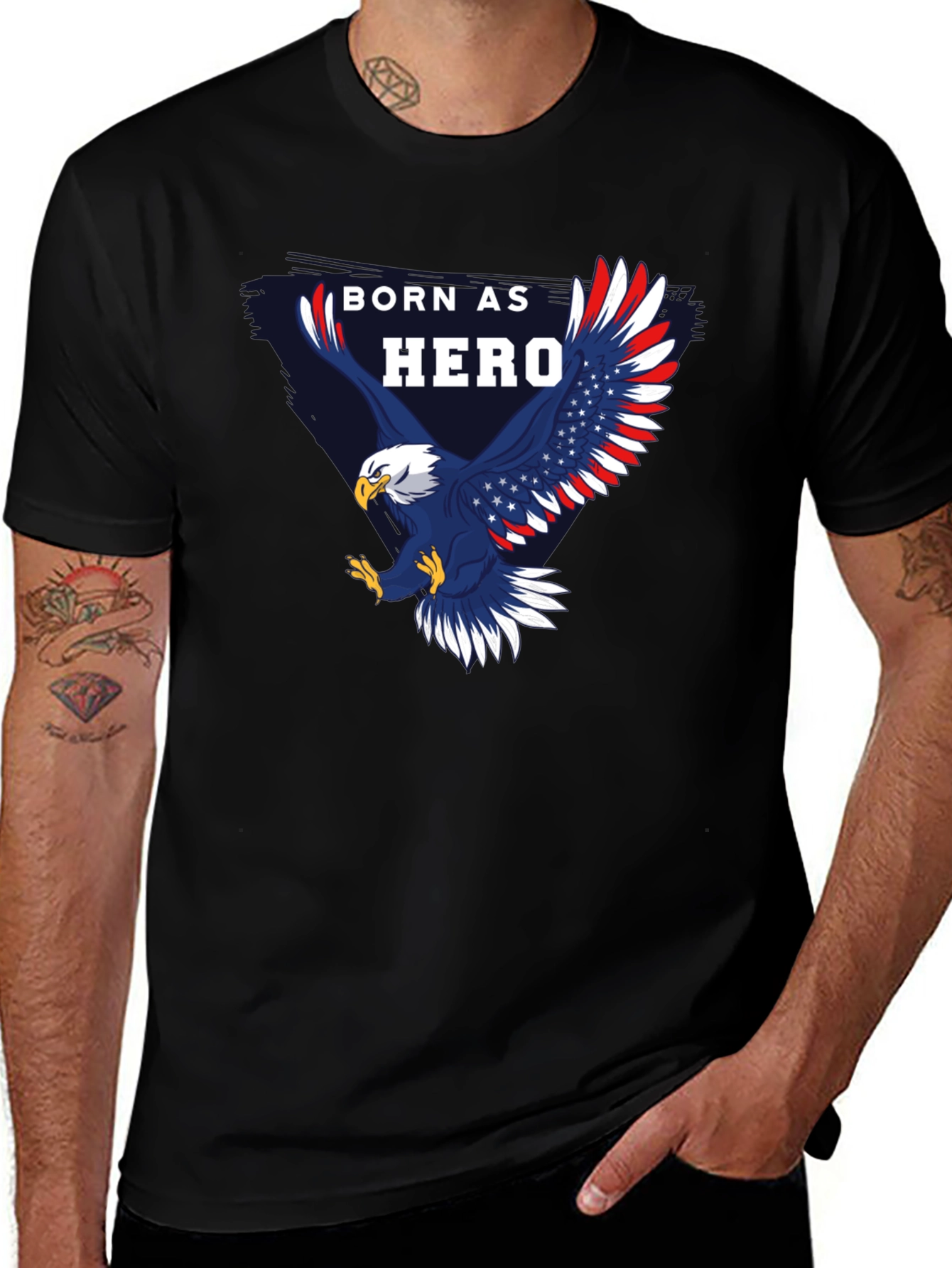 Born Hero Eagle Patriotic Graphic T-Shirt