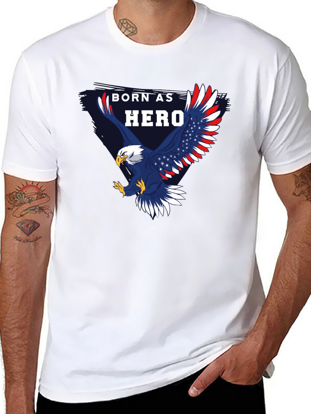 Born Hero Eagle Patriotic Graphic T-Shirt