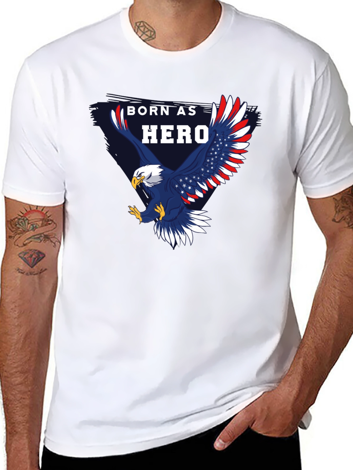 Born Hero Eagle Patriotic Graphic T-Shirt