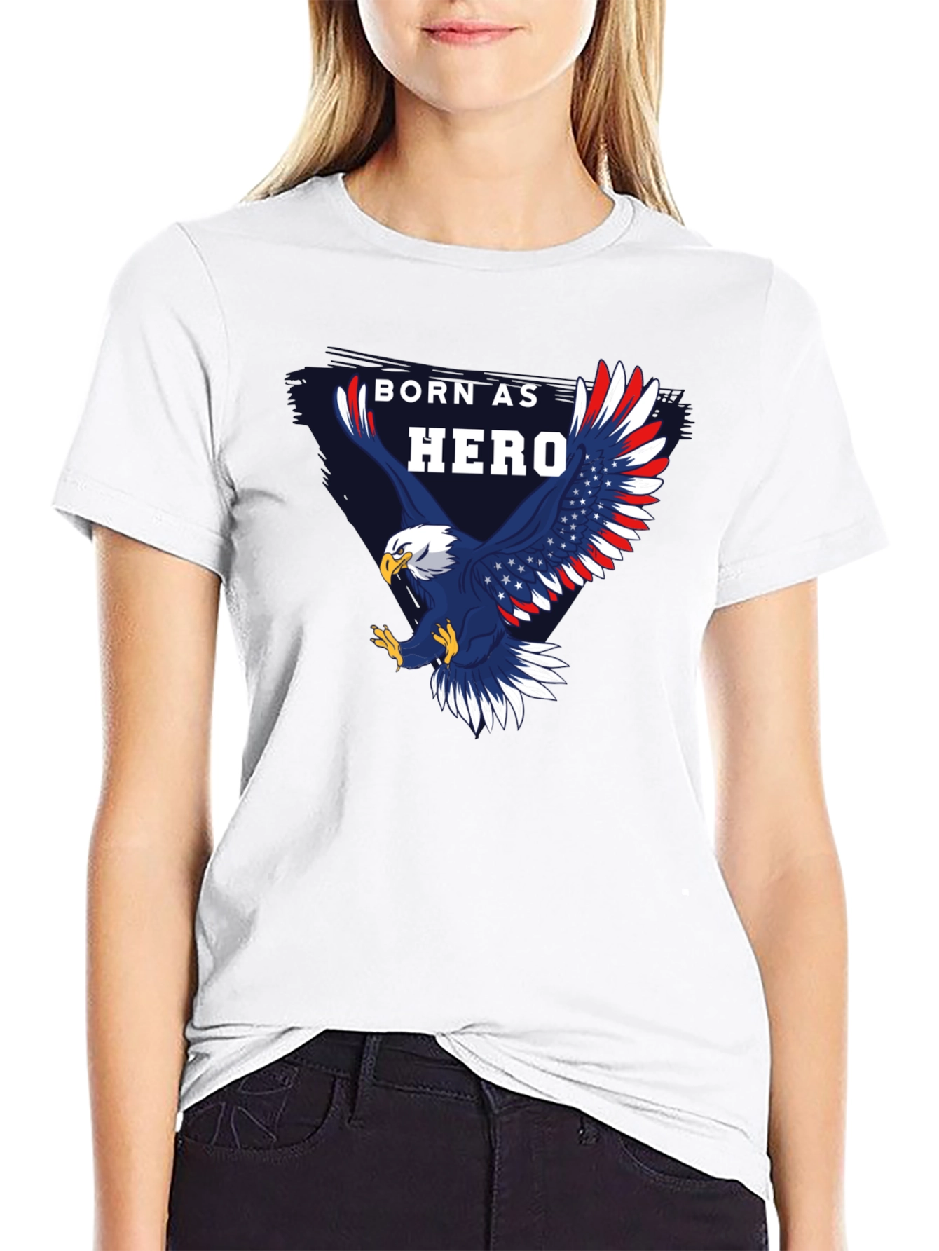 Born Hero Eagle Patriotic Graphic T-Shirt