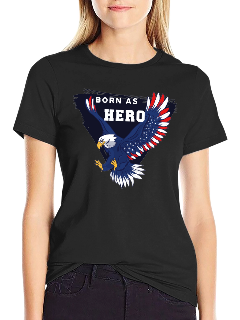 Born Hero Eagle Patriotic Graphic T-Shirt