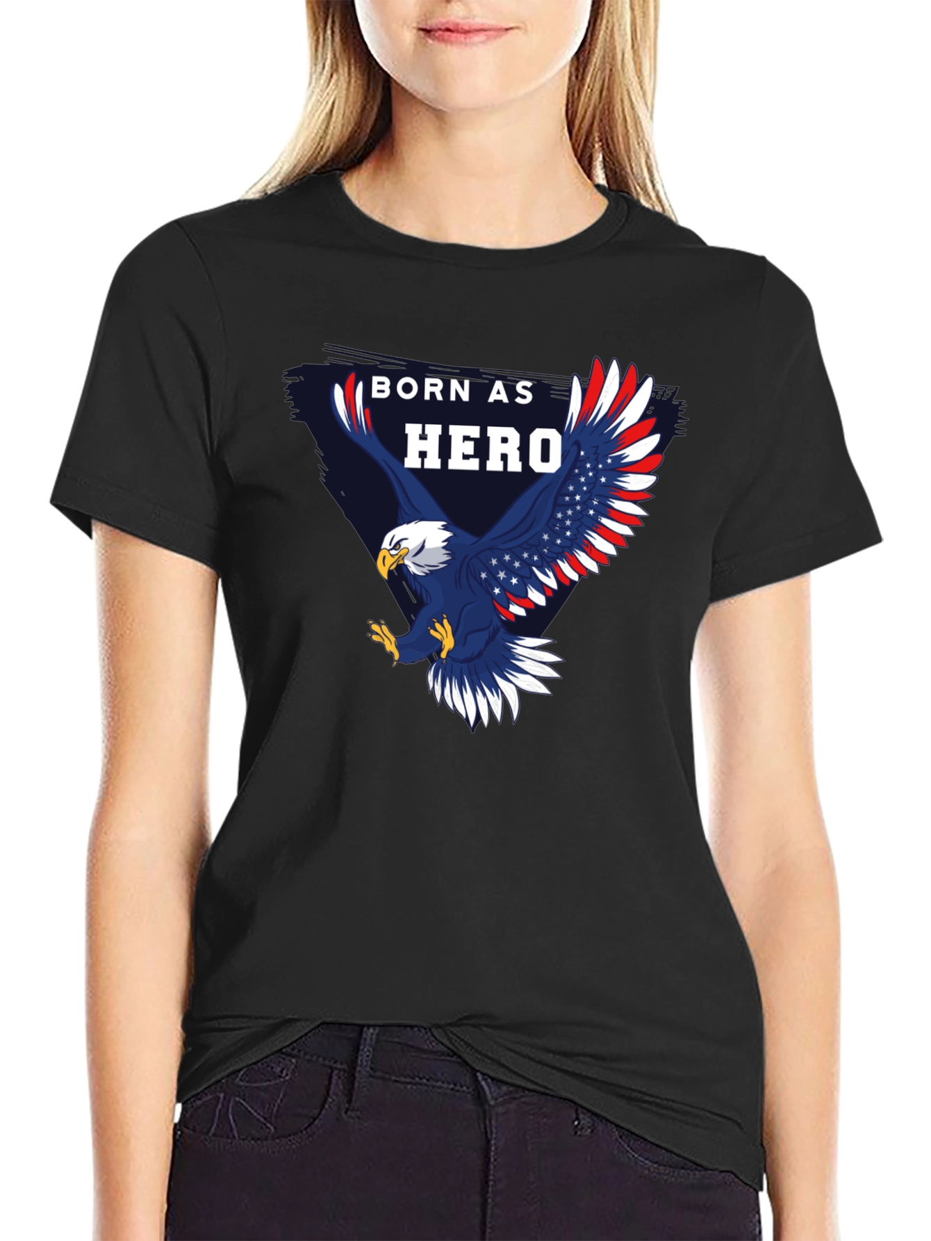 Born Hero Eagle Patriotic Graphic T-Shirt