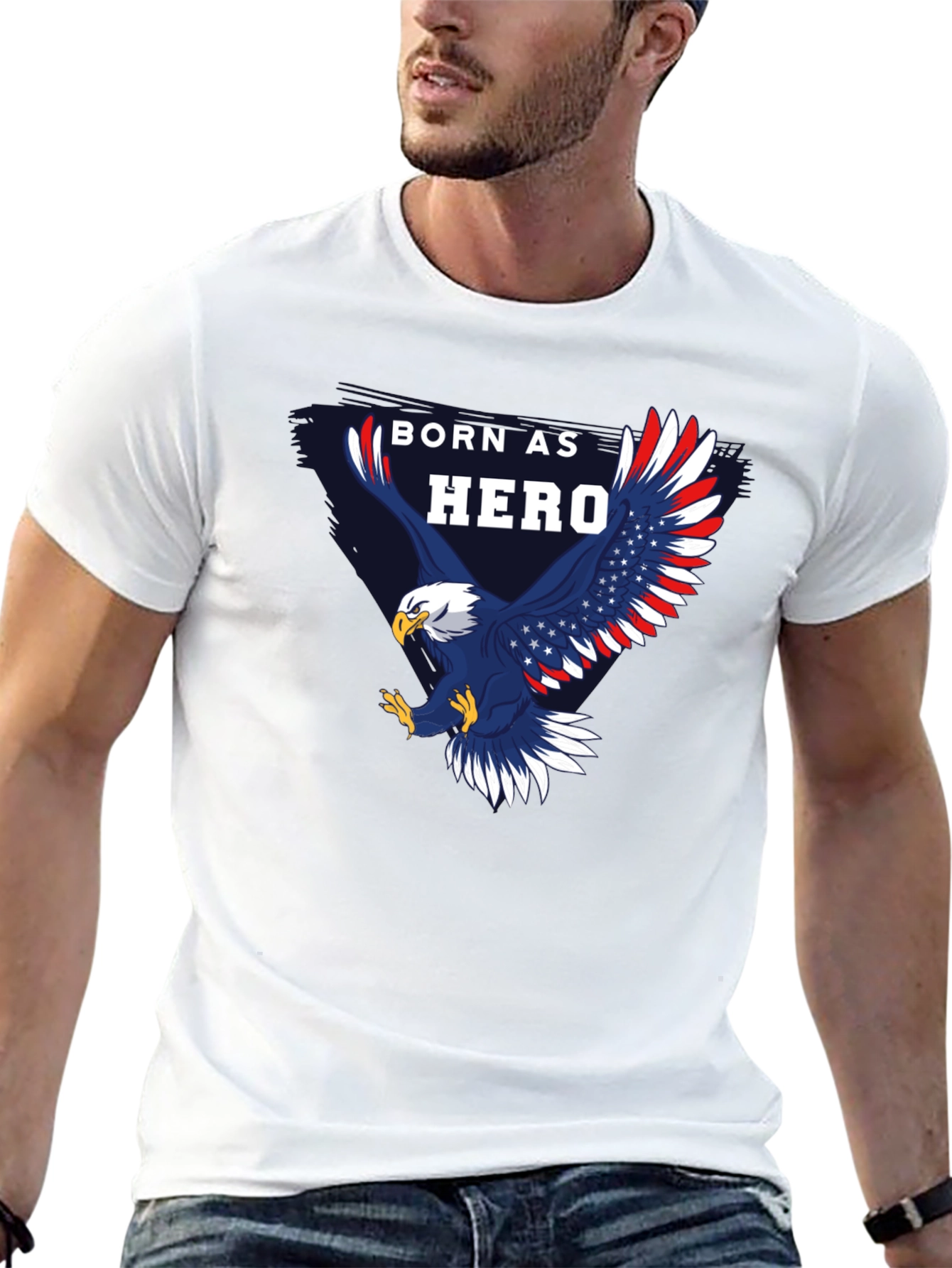 Born Hero Eagle Patriotic Graphic T-Shirt
