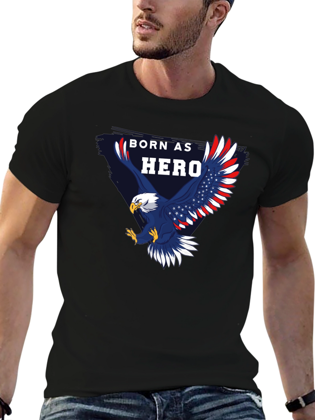 Born Hero Eagle Patriotic Graphic T-Shirt