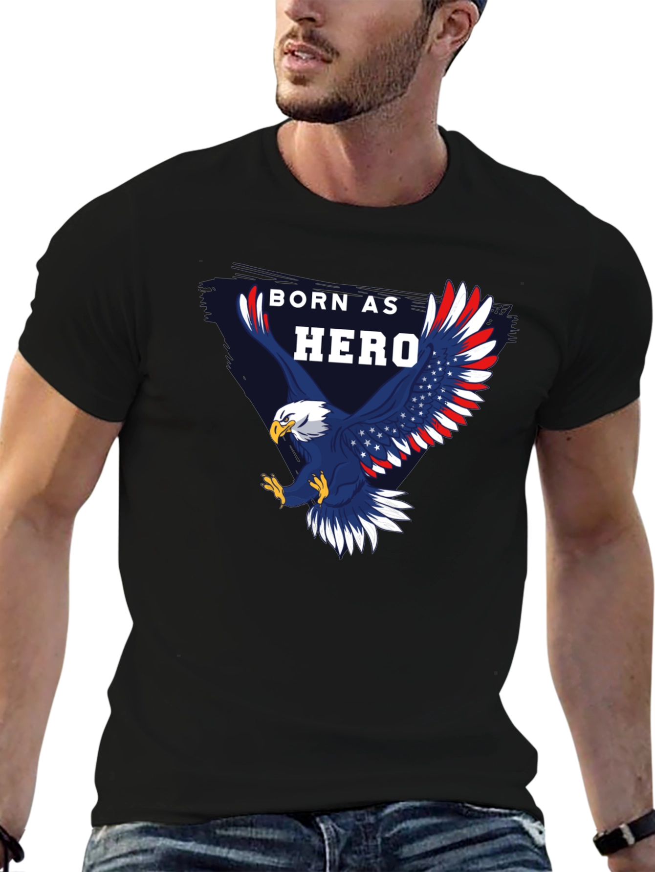 Born Hero Eagle Patriotic Graphic T-Shirt
