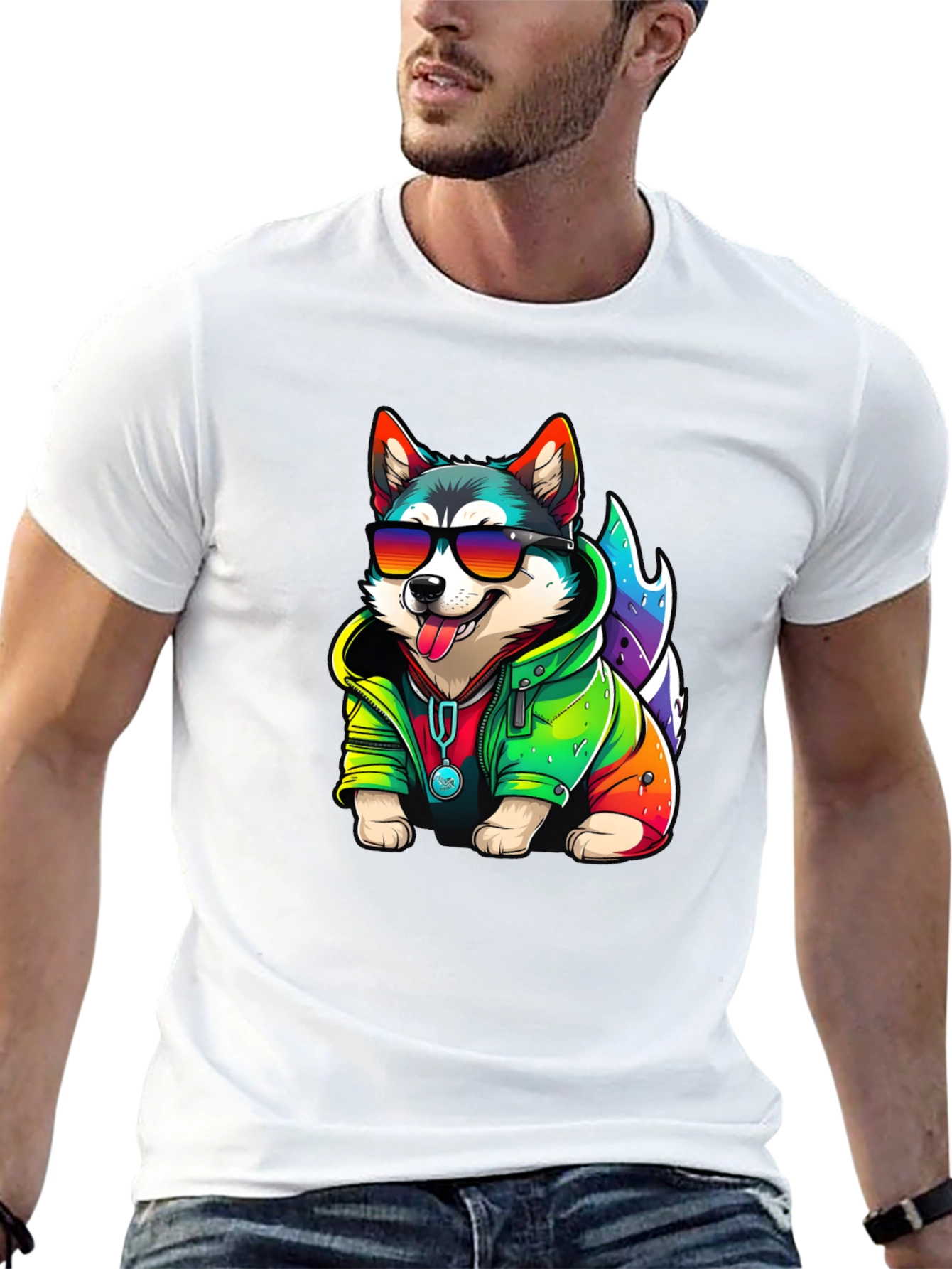 Cool Dog Tee - Fun Husky Graphic T-Shirt