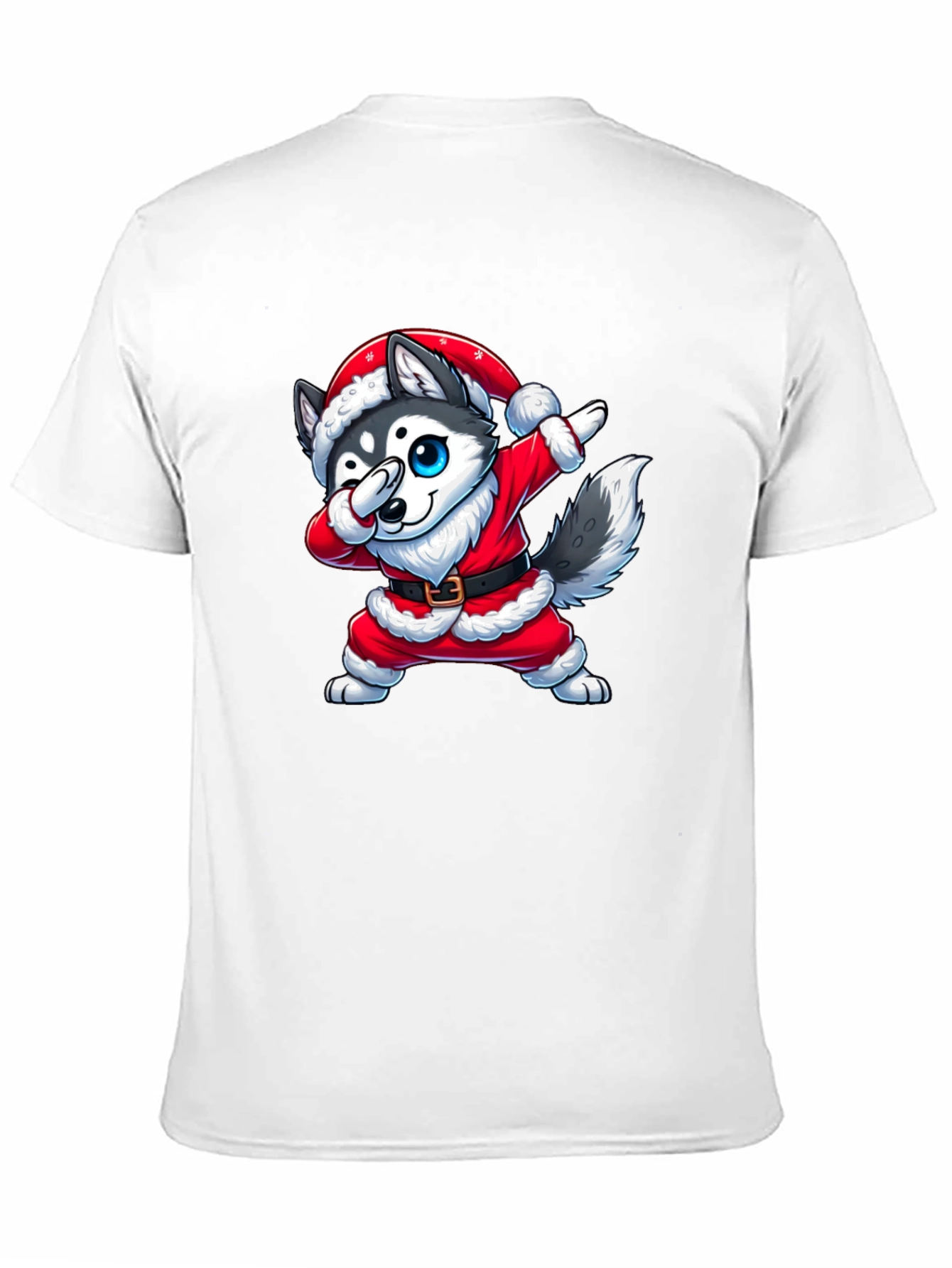 Festive Husky Santa Dabbing Graphic Tee