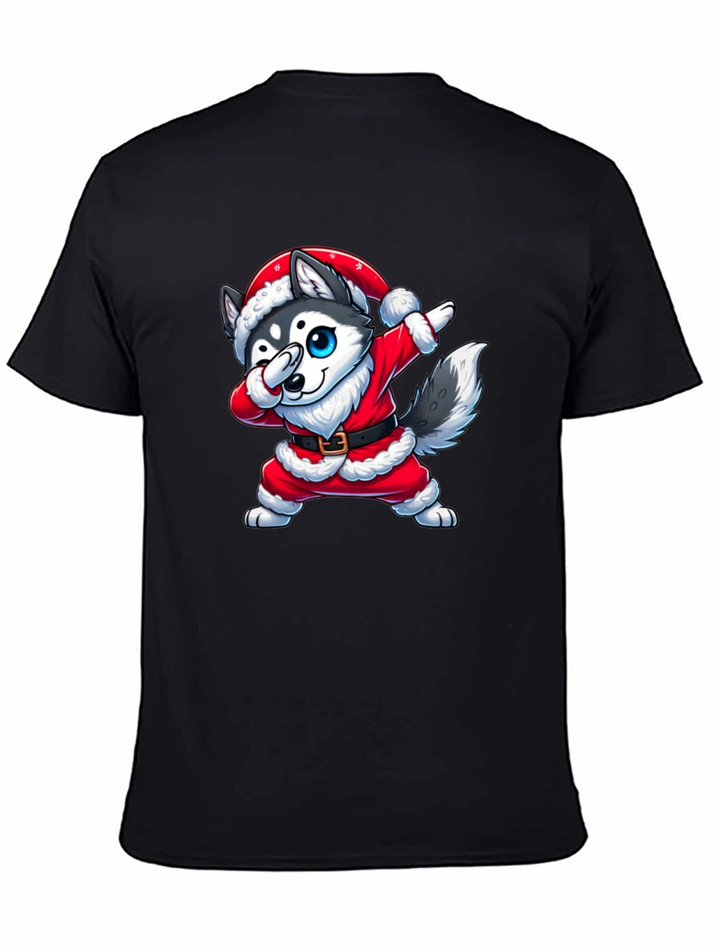 Festive Husky Santa Dabbing Graphic Tee
