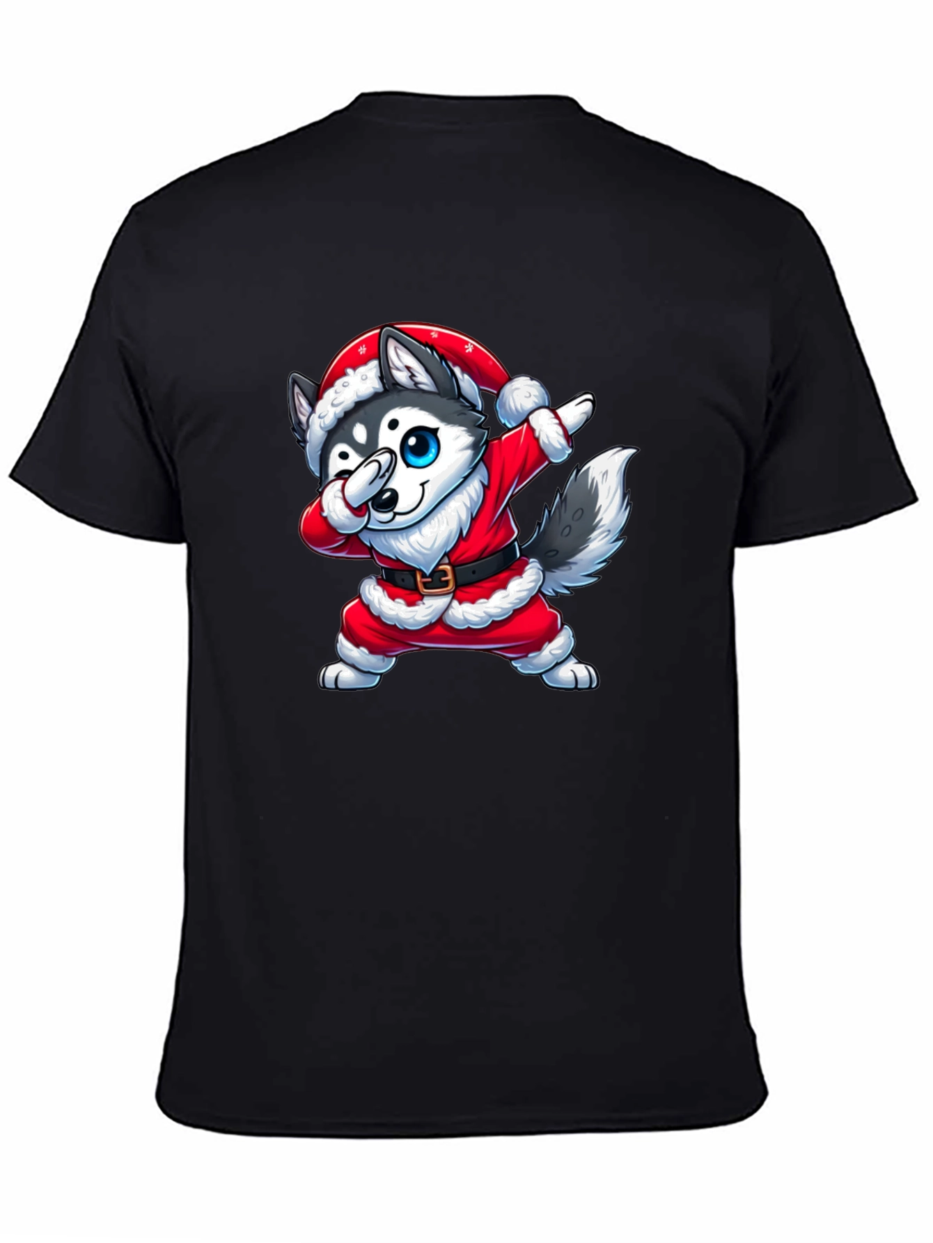 Festive Husky Santa Dabbing Graphic Tee