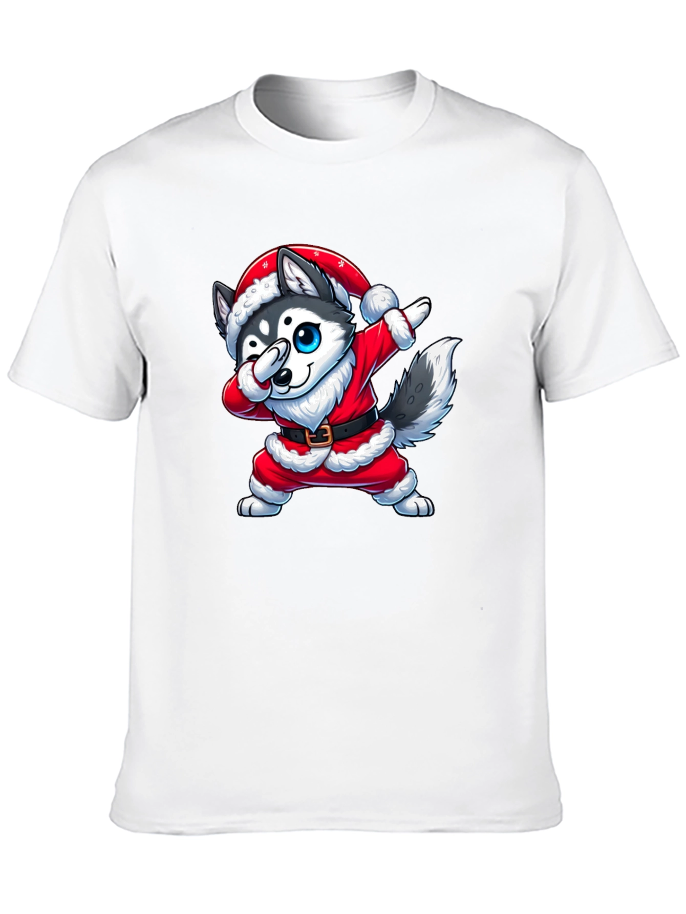 Festive Husky Santa Dabbing Graphic Tee