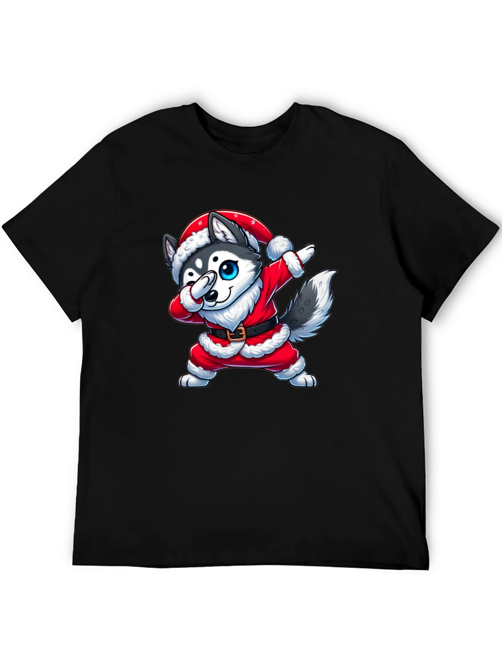 Festive Husky Santa Dabbing Graphic Tee