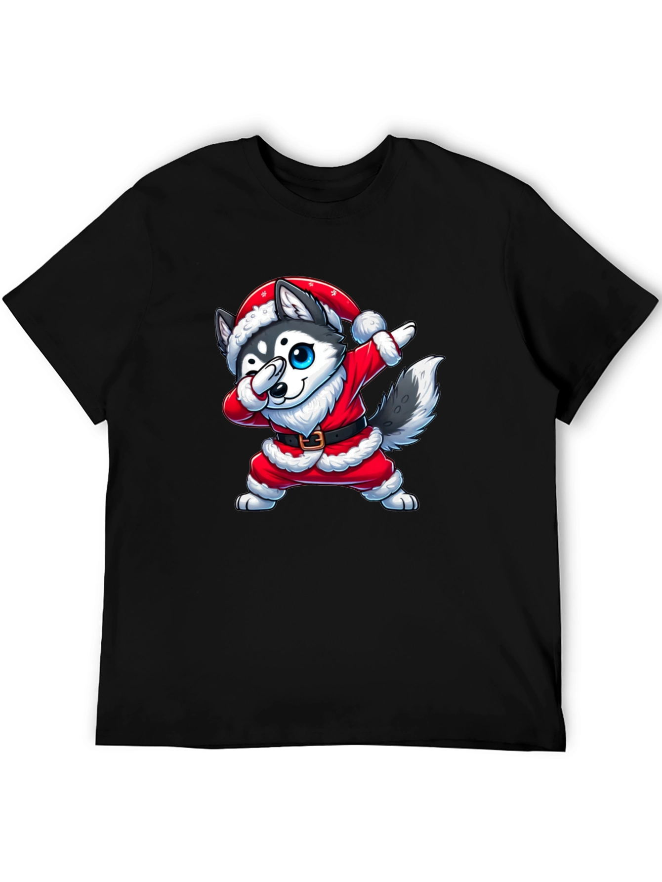 Festive Husky Santa Dabbing Graphic Tee