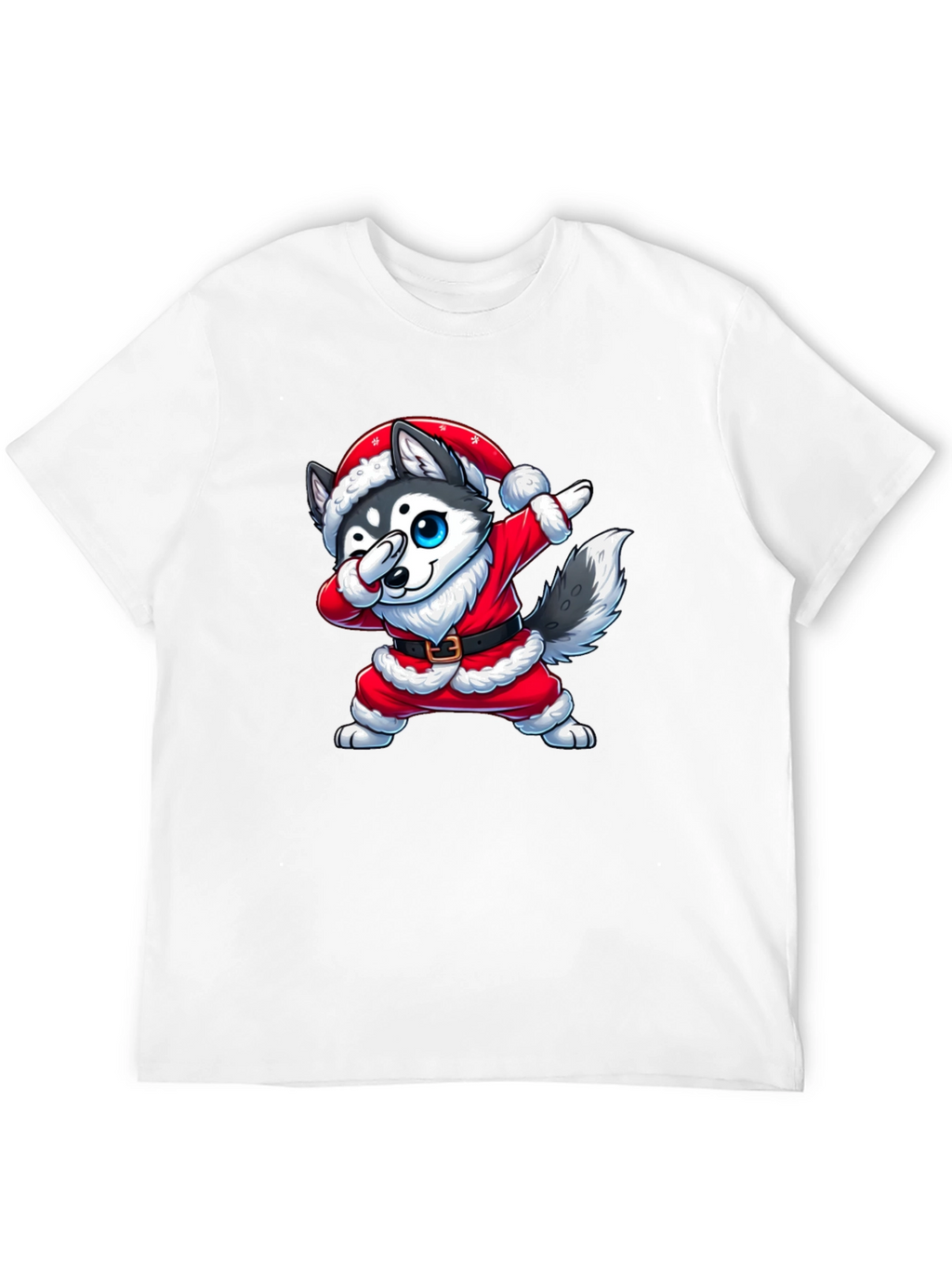 Festive Husky Santa Dabbing Graphic Tee