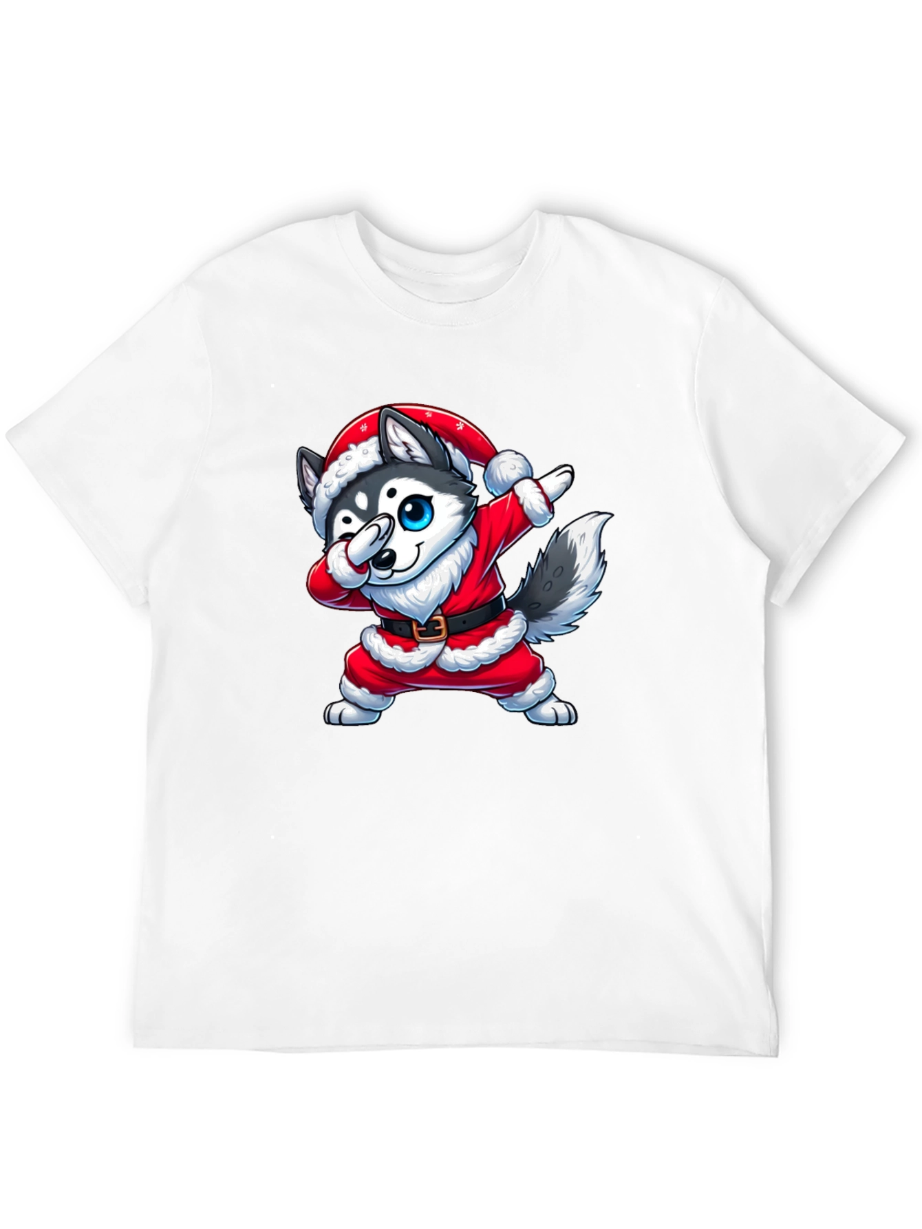 Festive Husky Santa Dabbing Graphic Tee