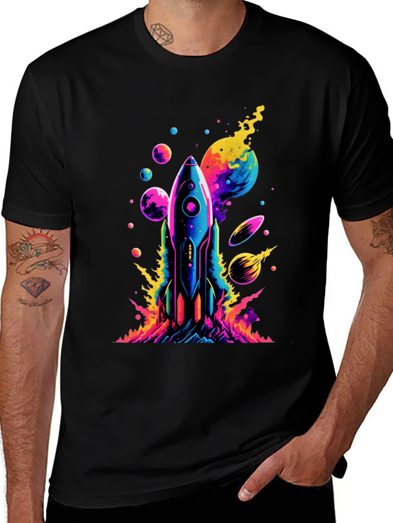 Cosmic Rocket T-Shirt - Vivid Space Design
