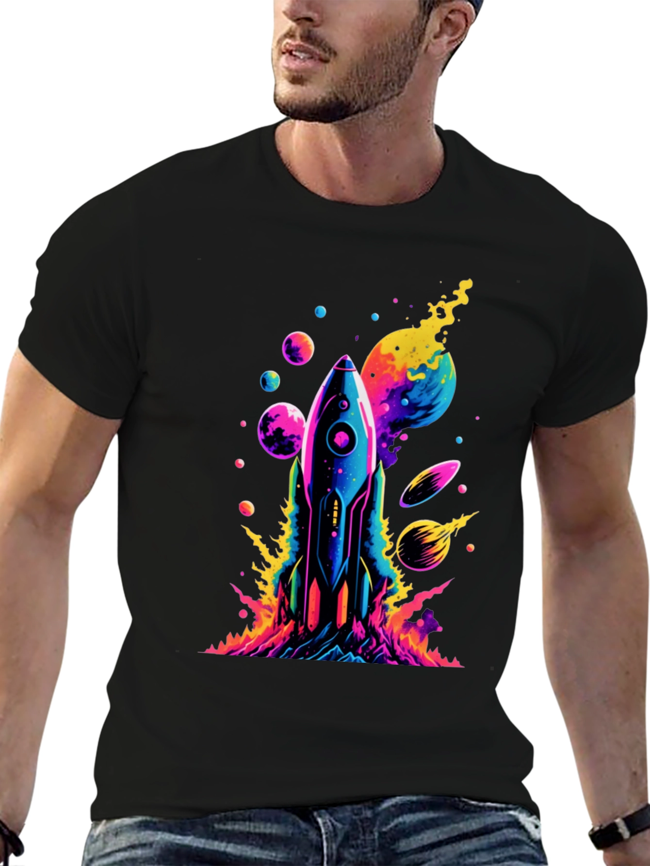 Cosmic Rocket T-Shirt - Vivid Space Design