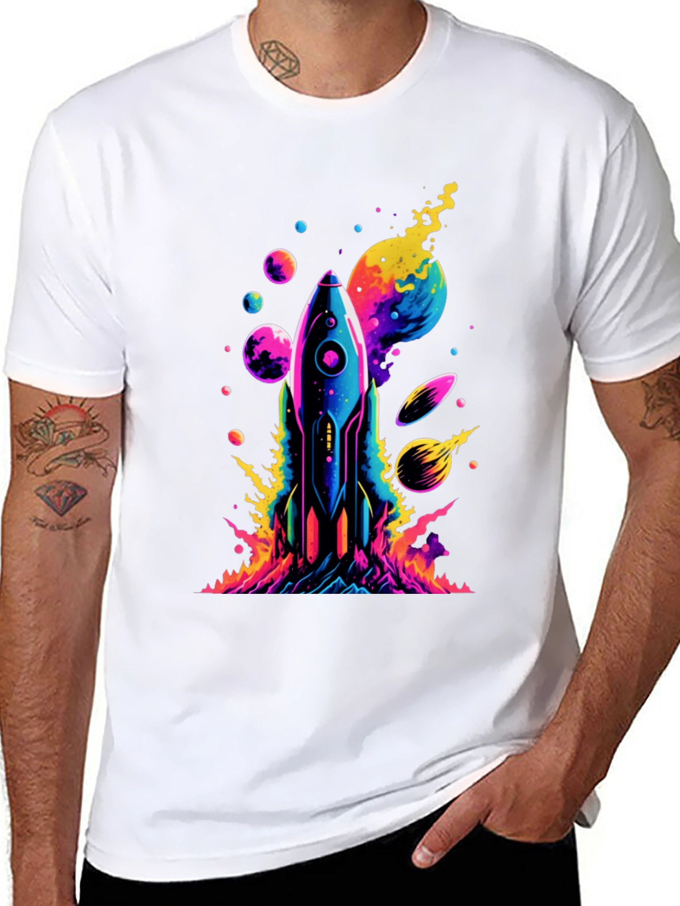 Cosmic Rocket T-Shirt - Vivid Space Design