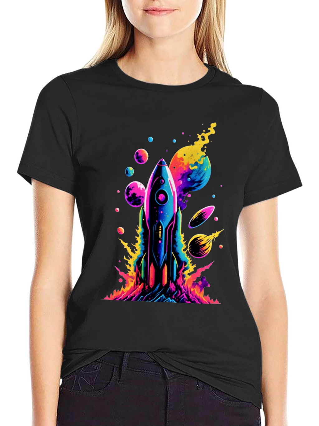 Cosmic Rocket T-Shirt - Vivid Space Design