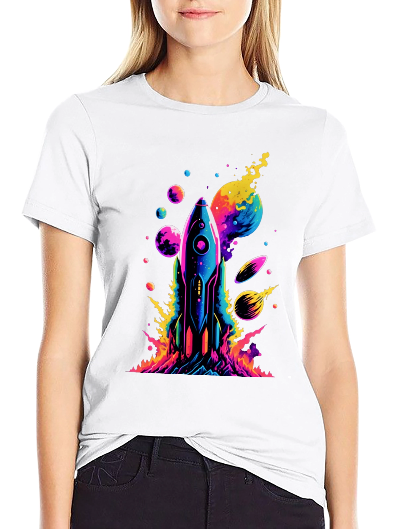 Cosmic Rocket T-Shirt - Vivid Space Design