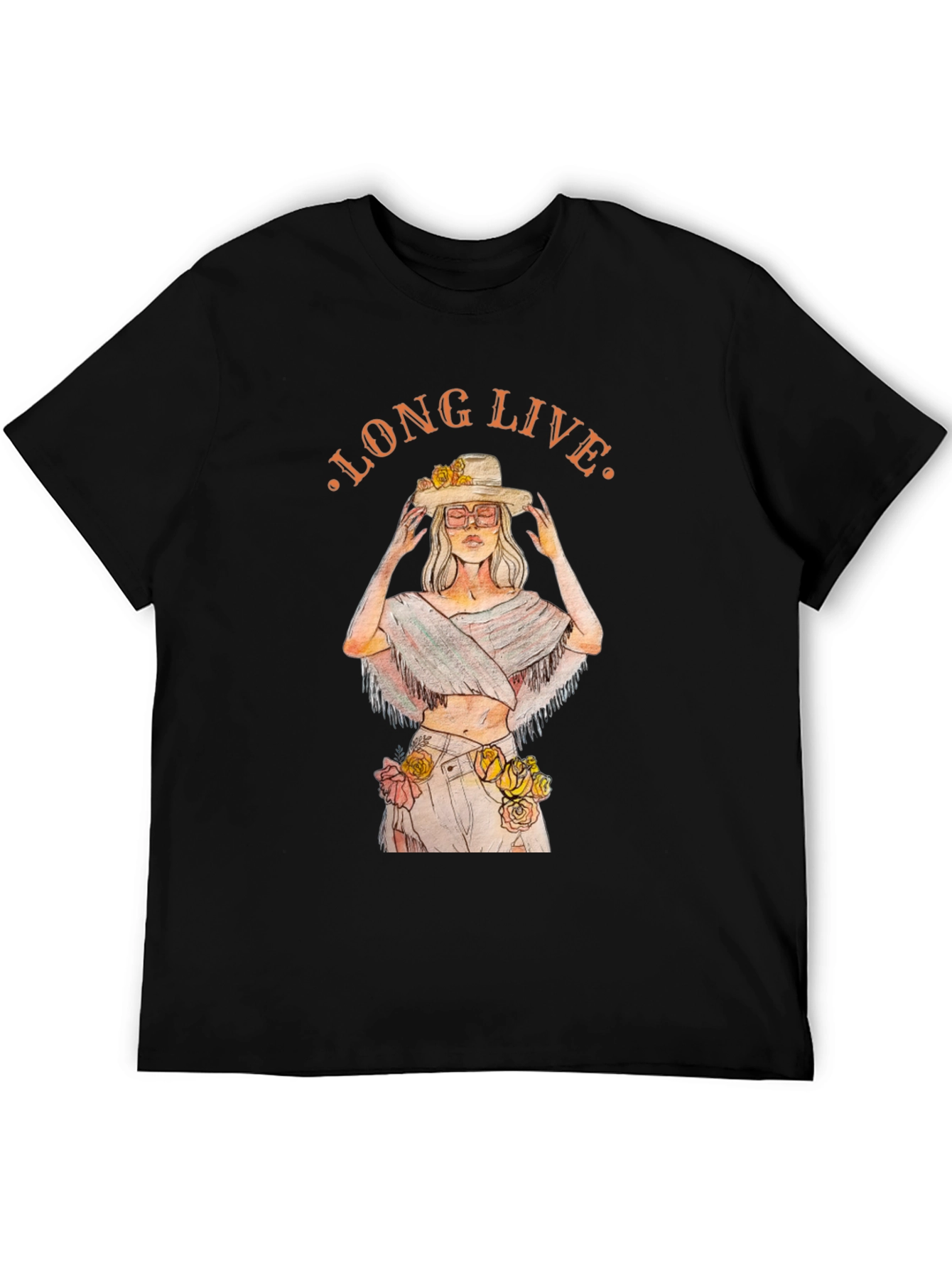 Long Live Floral Graphic Tee - Black