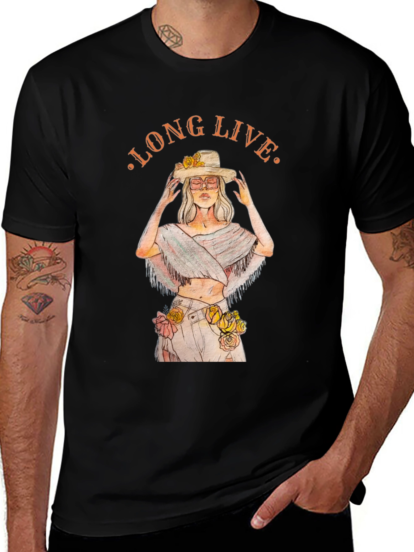 Long Live Floral Graphic Tee - Black
