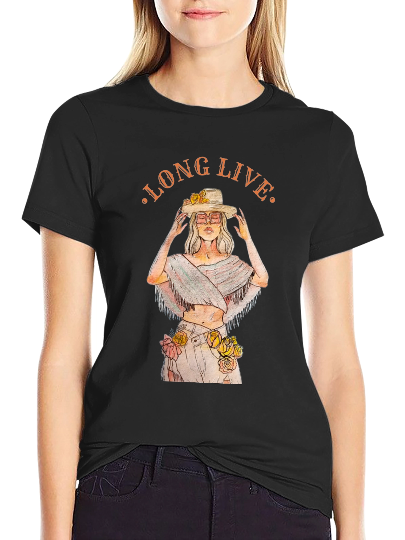 Long Live Floral Graphic Tee - Black