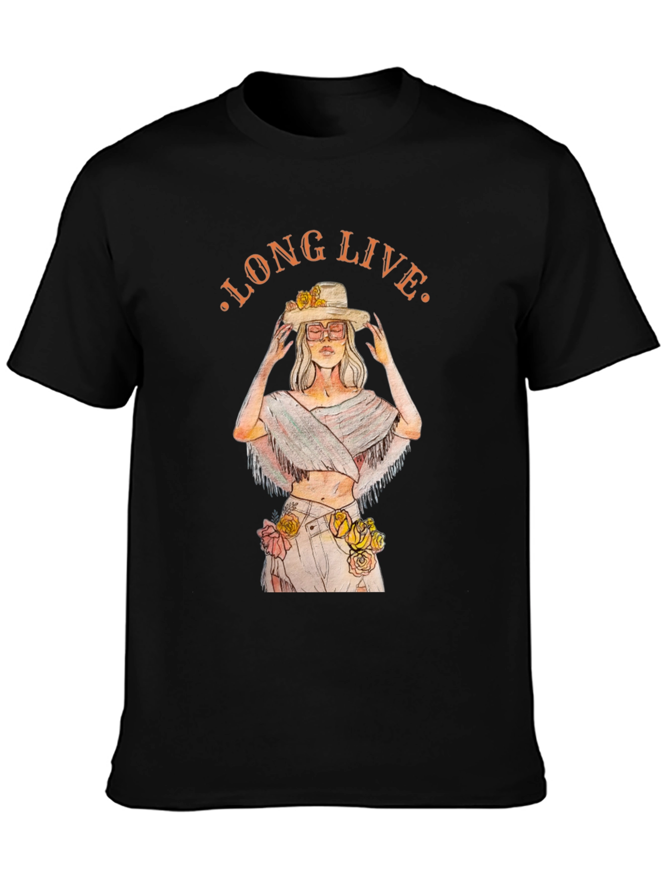 Long Live Floral Graphic Tee - Black