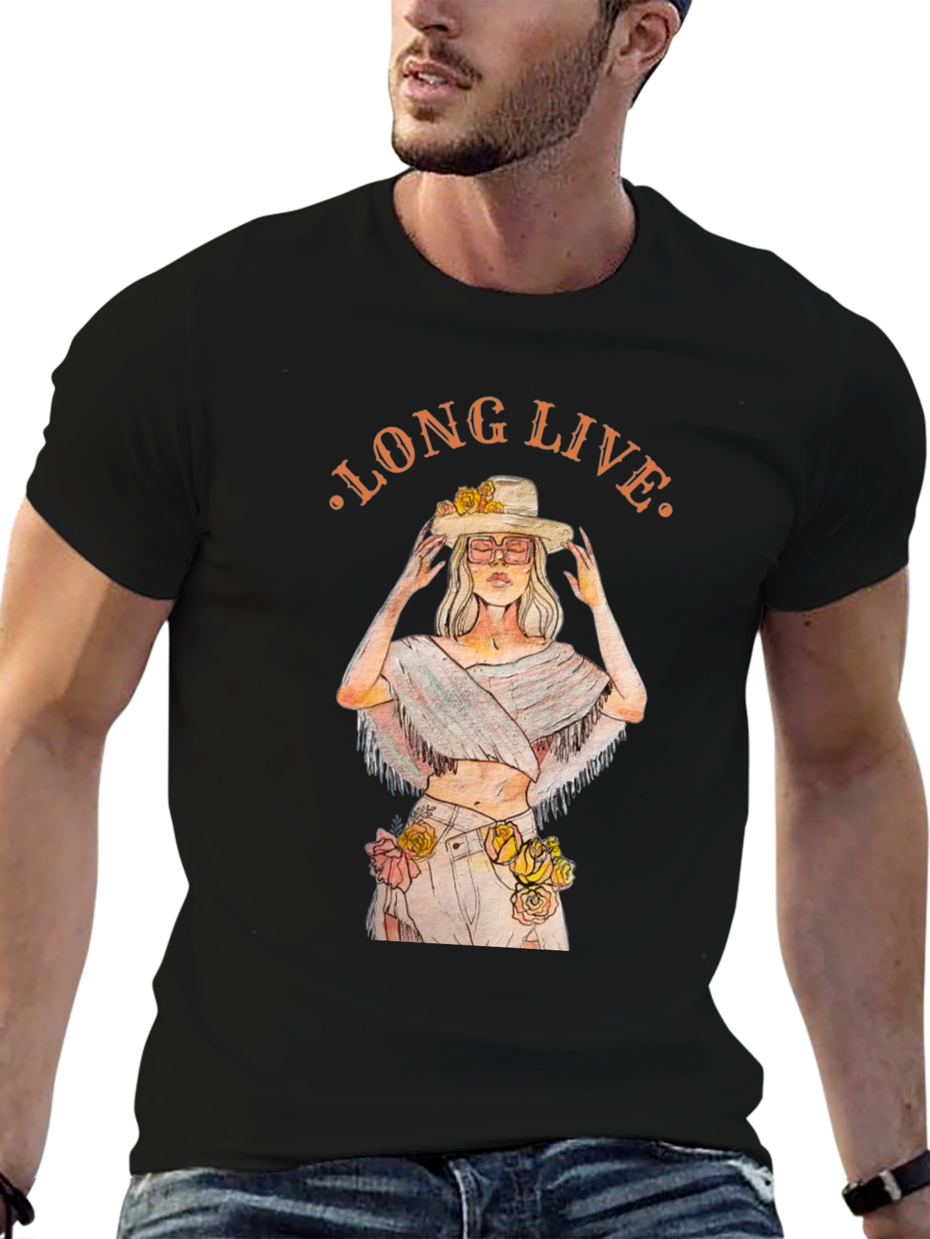 Long Live Floral Graphic Tee - Black