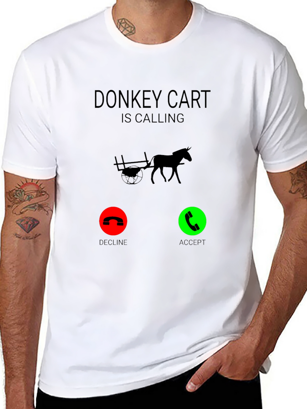 Donkey Cart Calling Black Graphic Tee
