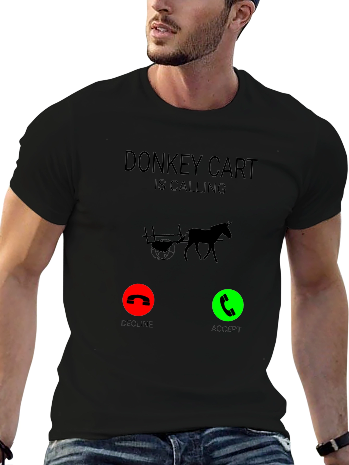 Donkey Cart Calling Black Graphic Tee