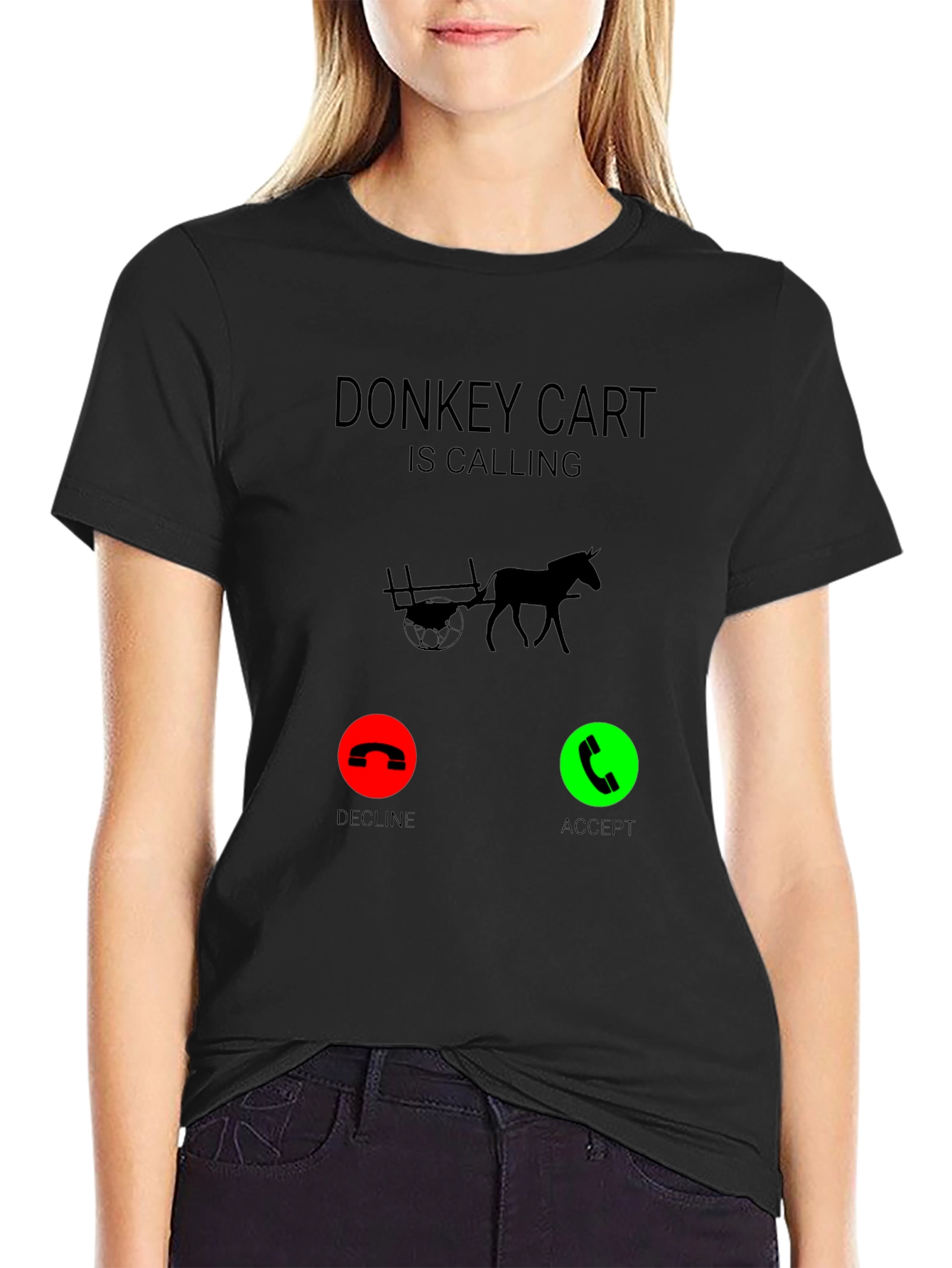 Donkey Cart Calling Black Graphic Tee