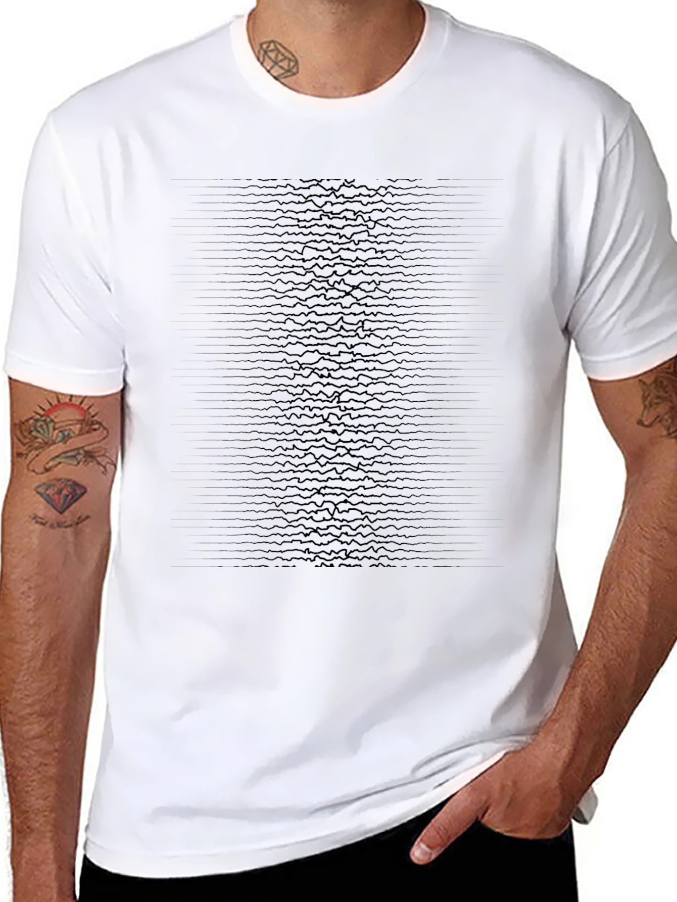 Stylish Black Graphic Tee - Unknown Pleasures Waveform