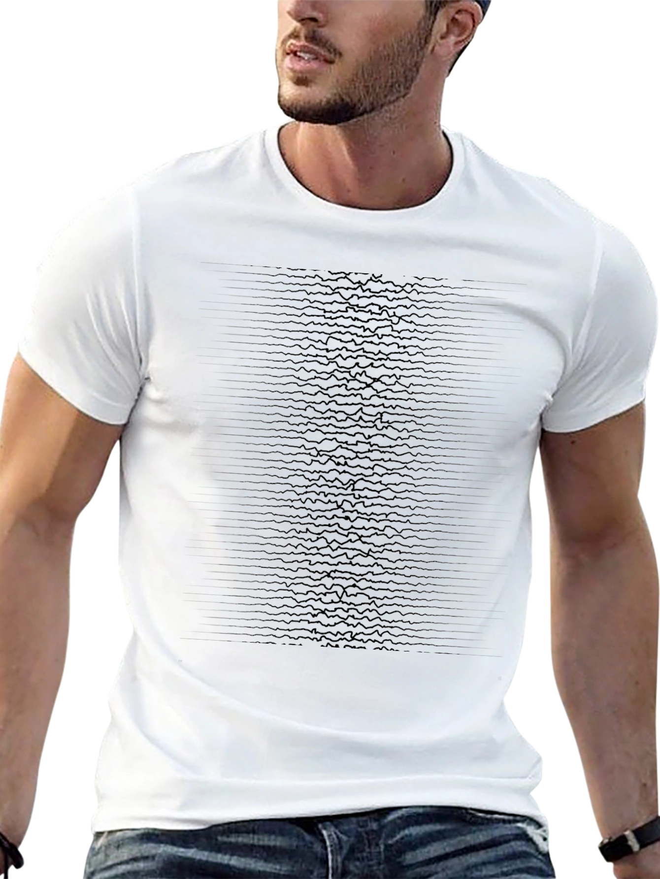 Stylish Black Graphic Tee - Unknown Pleasures Waveform