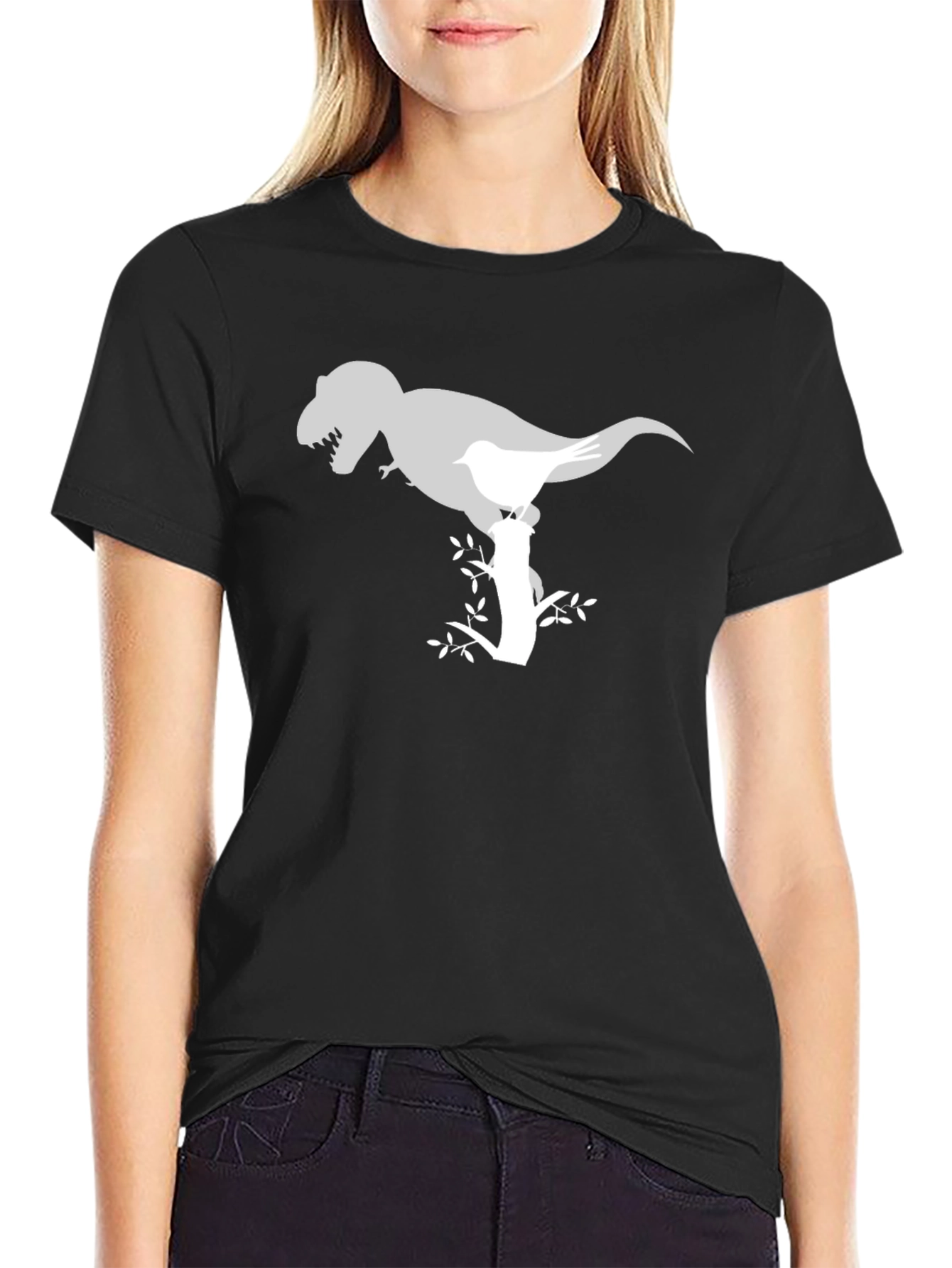 Dino Bird Perch T-Shirt - Quirky Graphic Tee