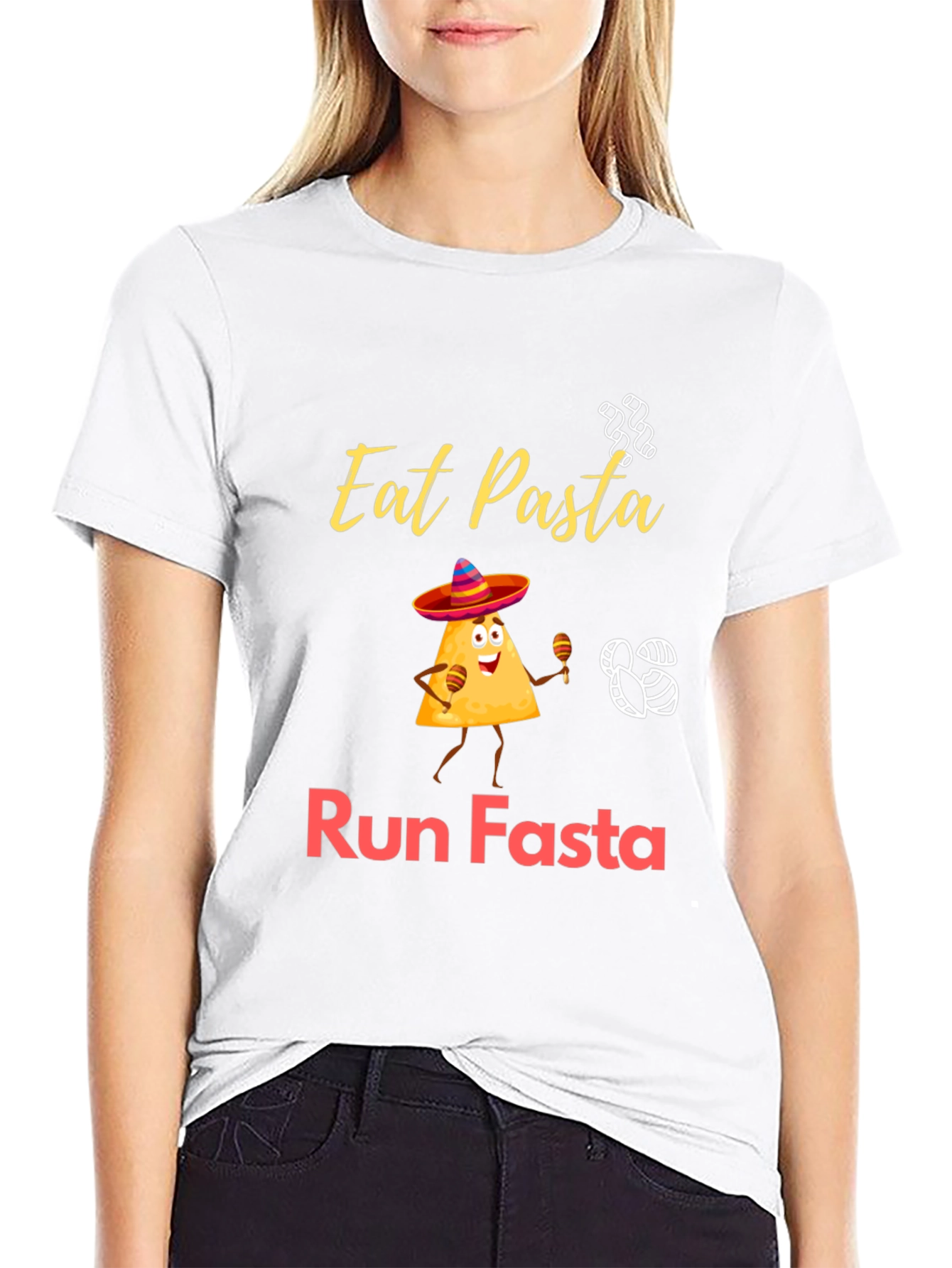 Eat Pasta Run Fasta T-Shirt Funny Graphic Tee