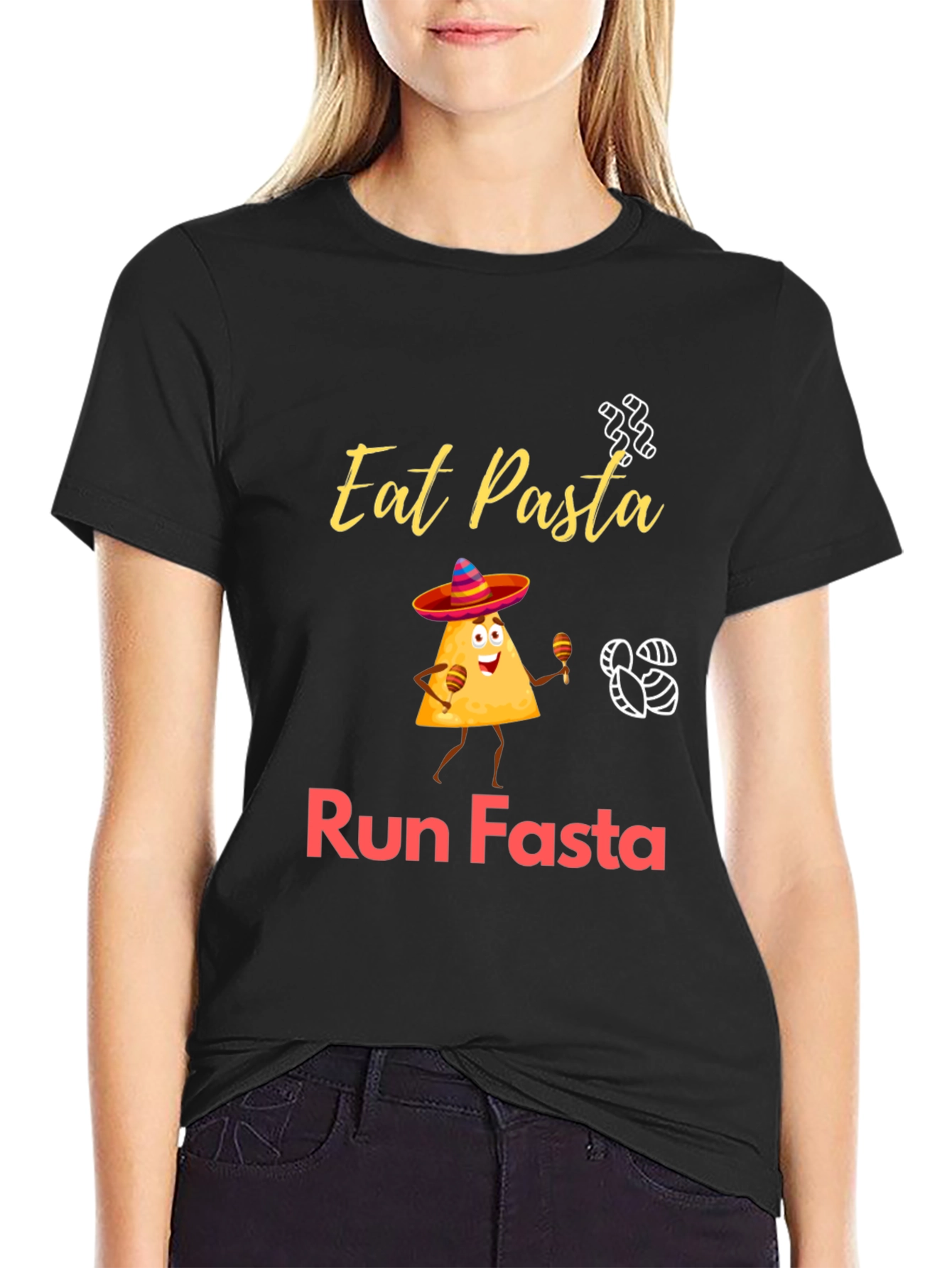 Eat Pasta Run Fasta T-Shirt Funny Graphic Tee