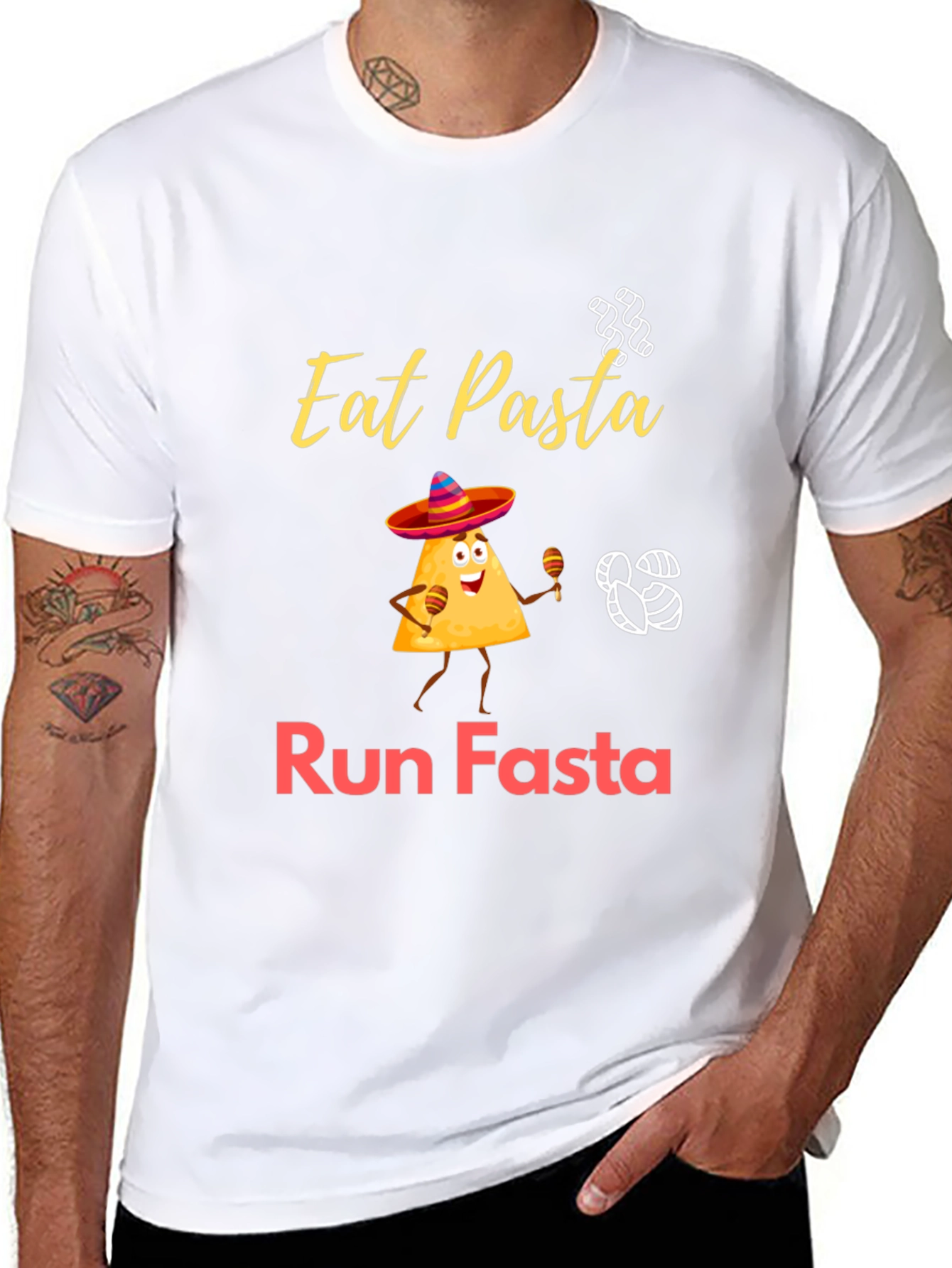 Eat Pasta Run Fasta T-Shirt Funny Graphic Tee