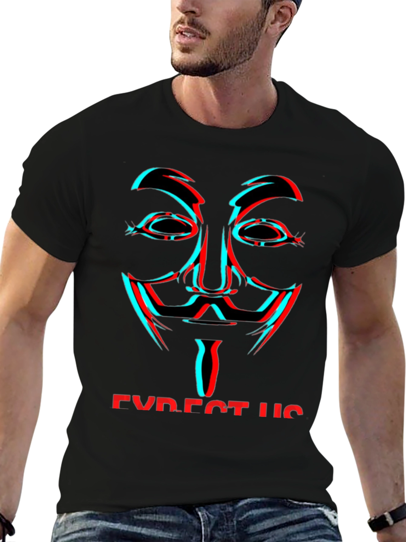 Anonymous Mask Glitch T-Shirt - Expect Us