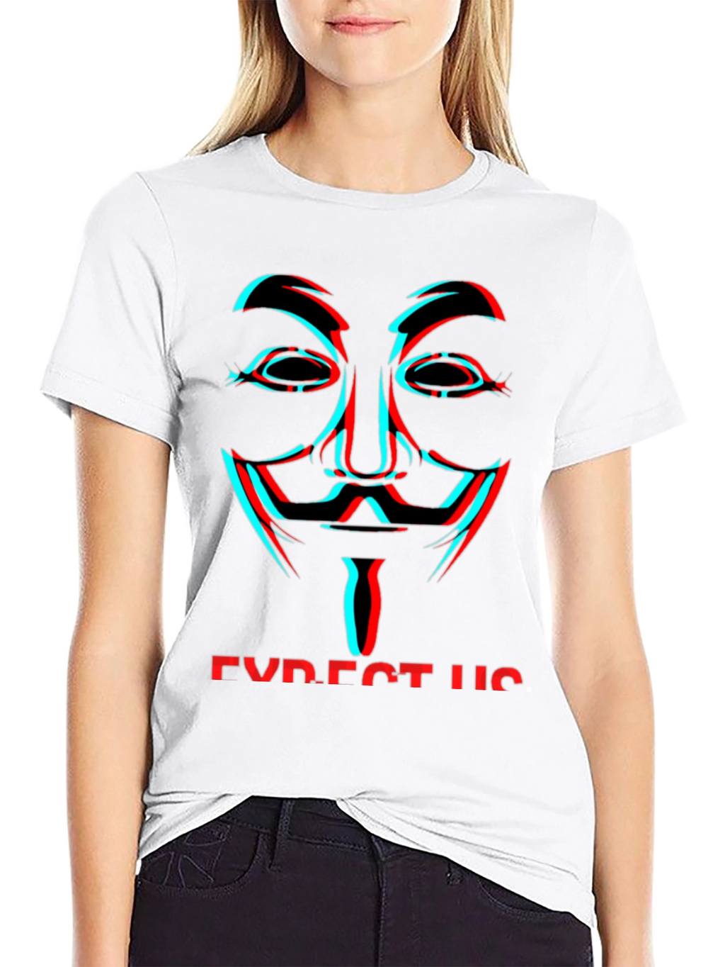 Anonymous Mask Glitch T-Shirt - Expect Us