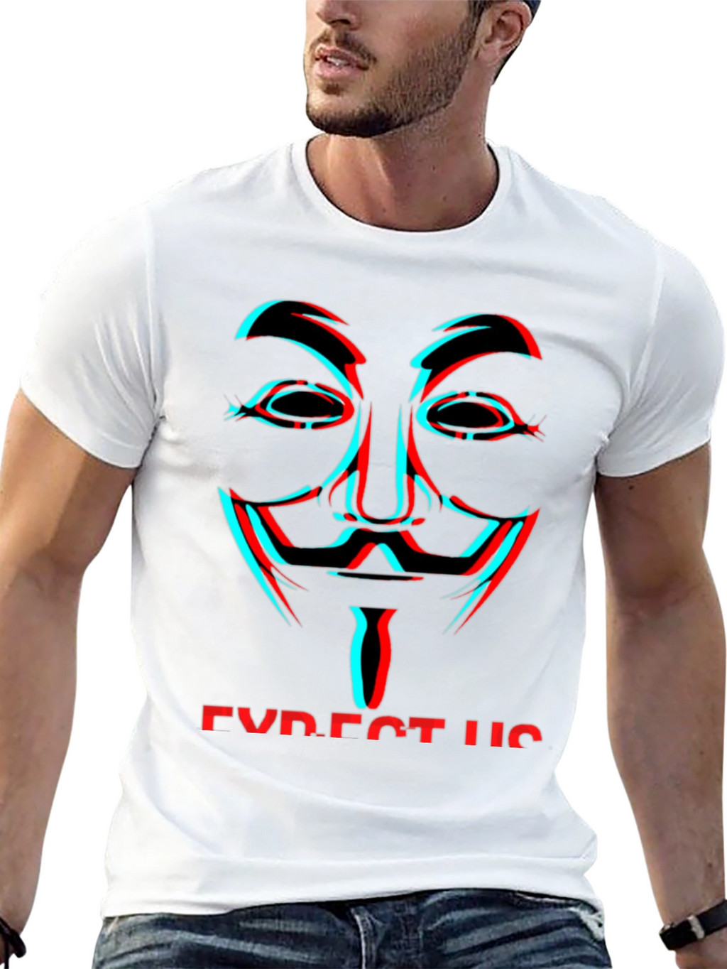 Anonymous Mask Glitch T-Shirt - Expect Us
