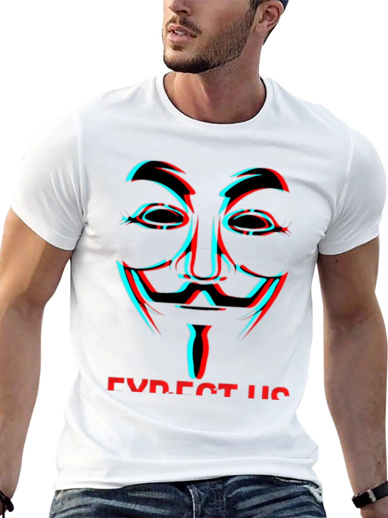 Anonymous Mask Glitch T-Shirt - Expect Us