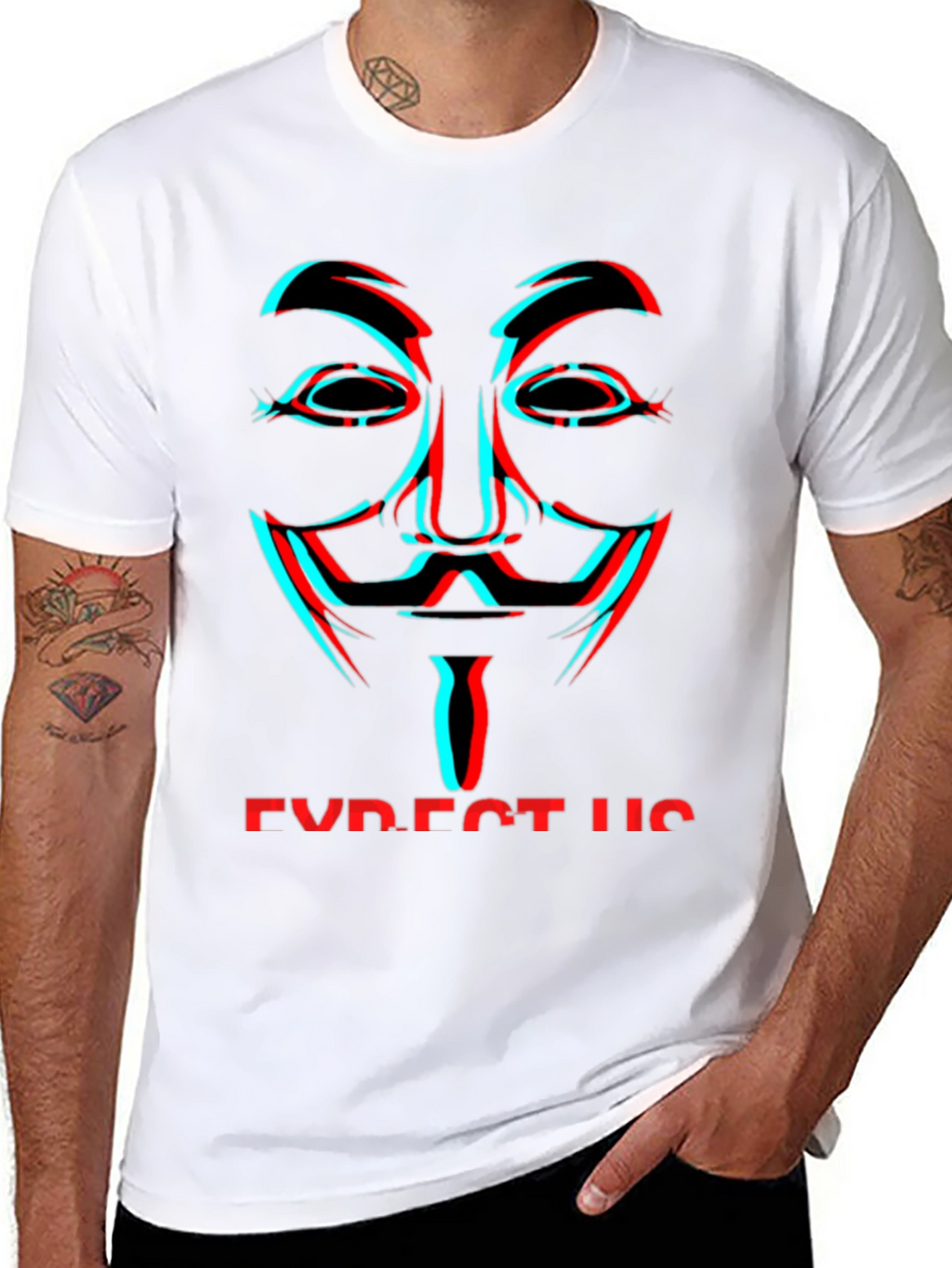 Anonymous Mask Glitch T-Shirt - Expect Us