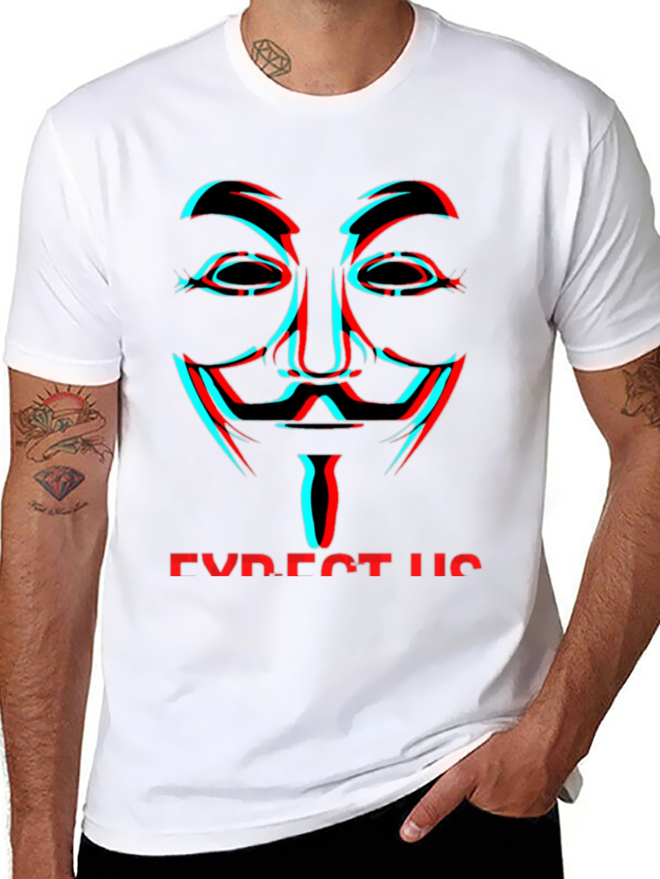 Anonymous Mask Glitch T-Shirt - Expect Us